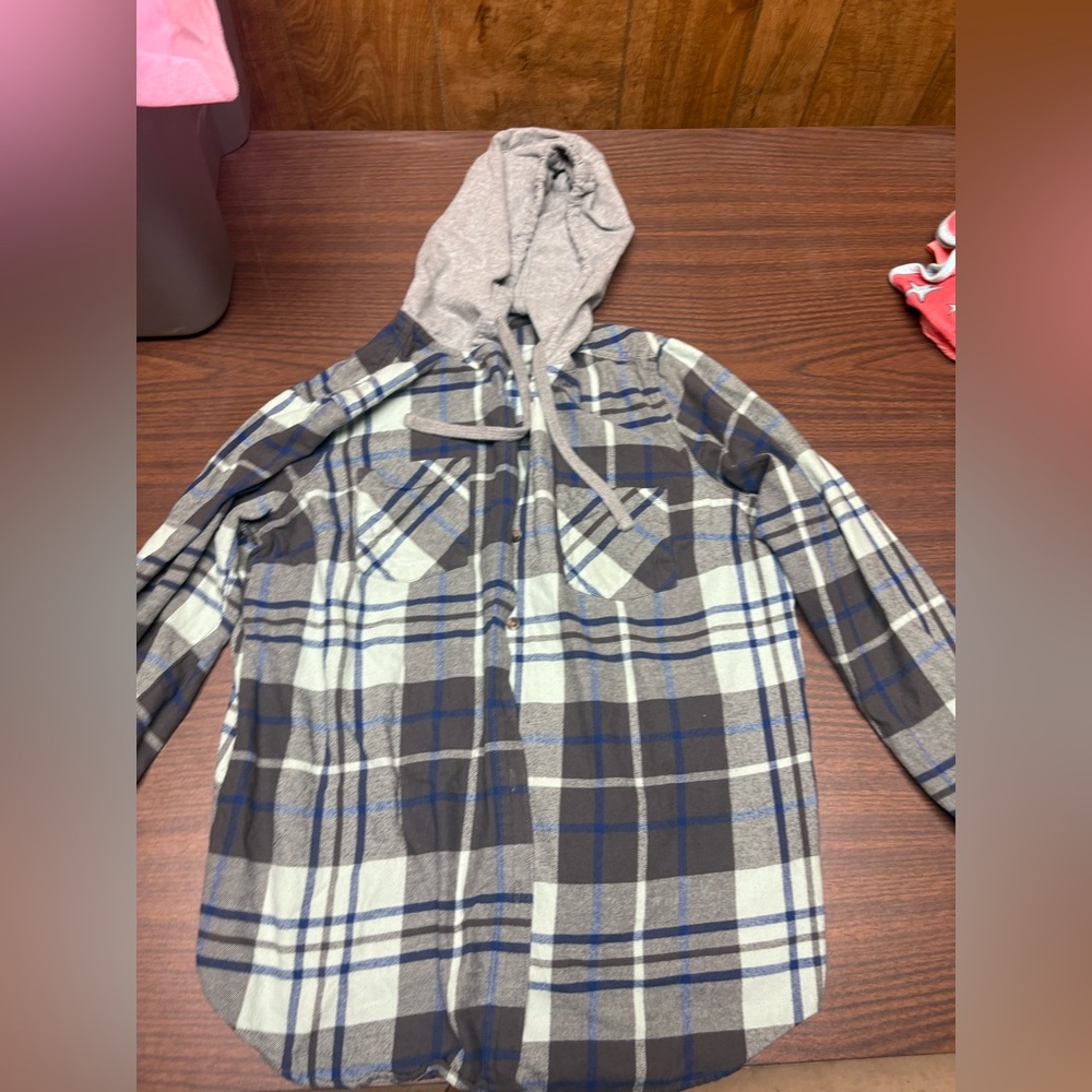 Natural Reflections Blue and Gray Plaid Shirt